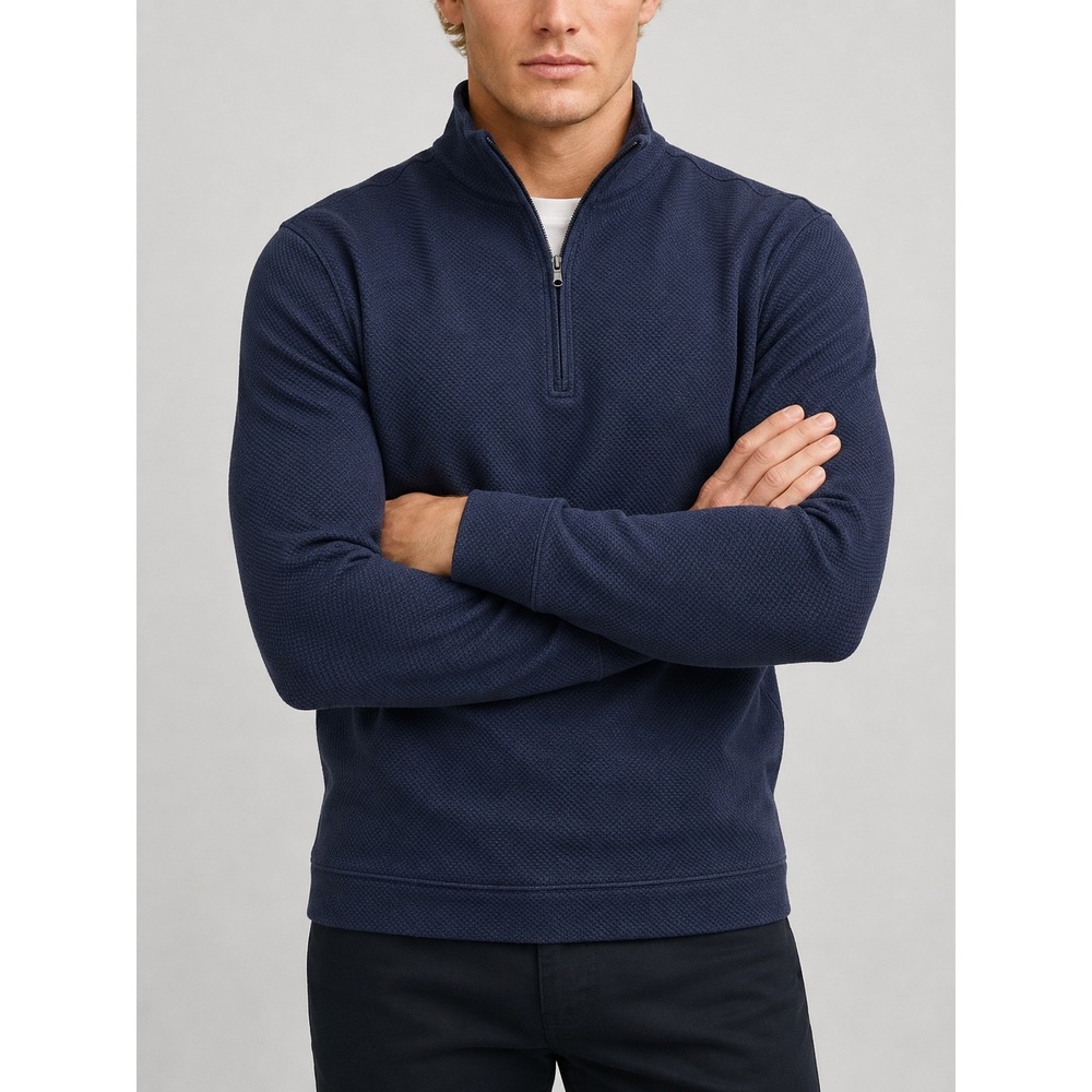 Ben Hogan Performance 3XL Navy Quarter Zip Textured Pullover Golf Sweater